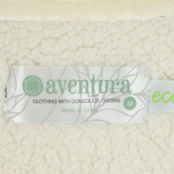 Aventura Women's Medium Cream & Black Fleece Lined Knit Snap Up Bomber Jacket - Picture 6 of 8